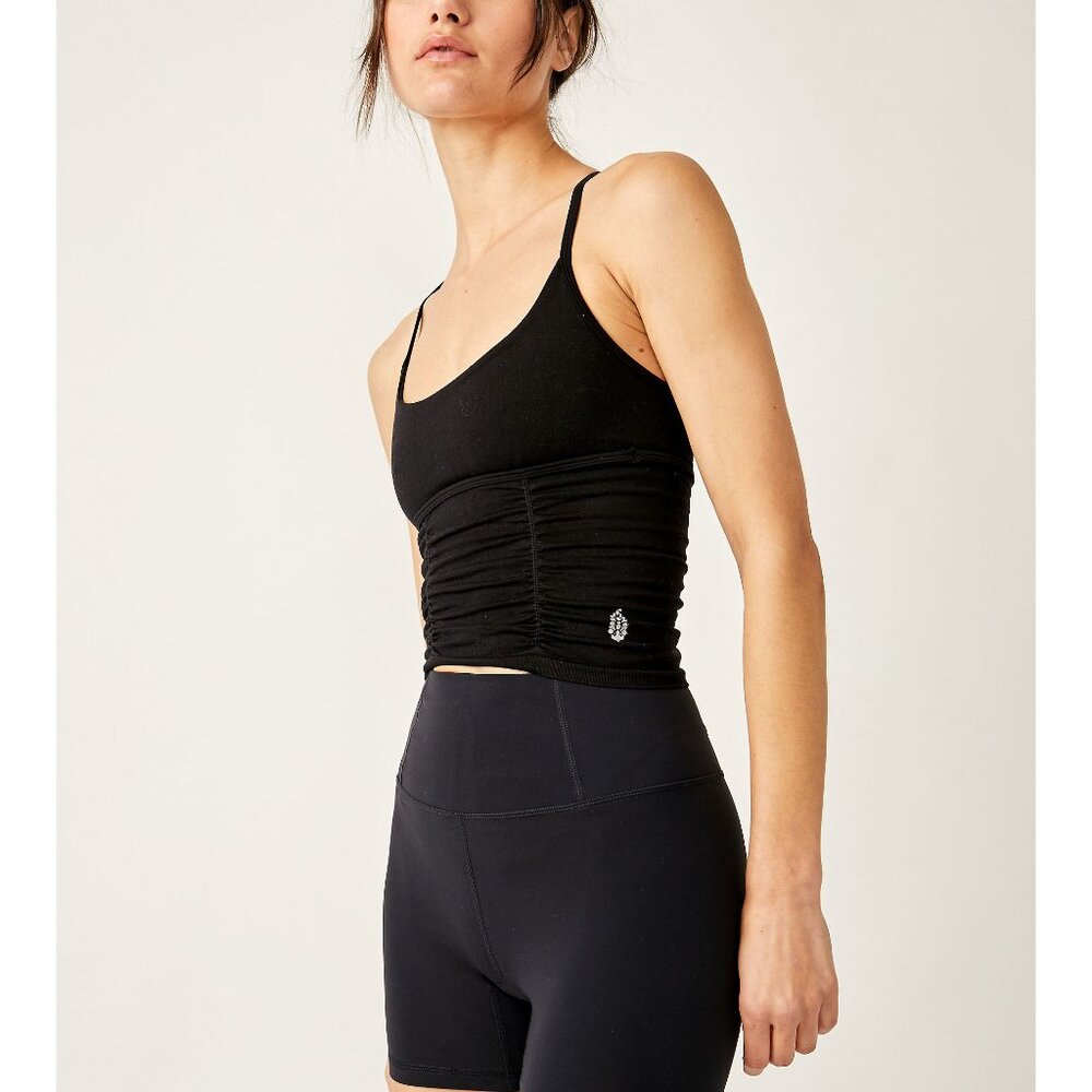 FP Movement by Free People Black On the Rise Rouched Camisole